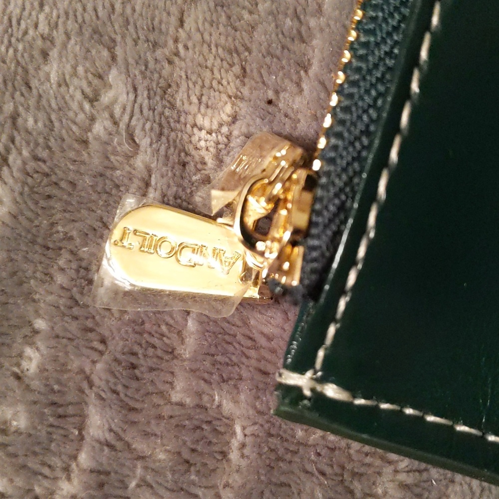 NWOT Andoilt Leather RFID block Long Wallet in Green & Brown with Gold Hardware - Picture 3 of 11